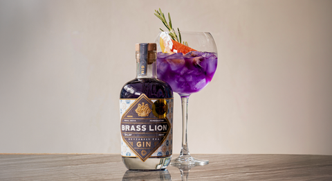 Brass Lion Butterfly Pea Gin
